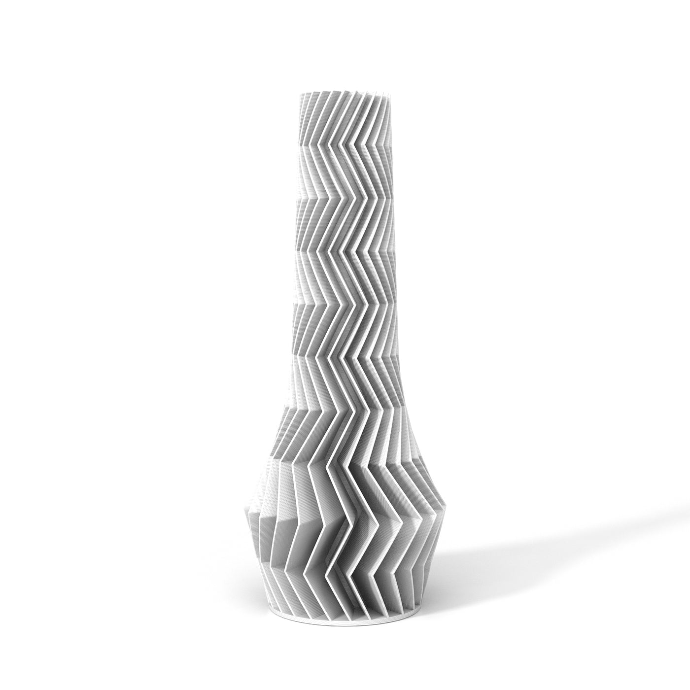 Bílá designová váza 3D print ZIG ZAG 4 zepředu