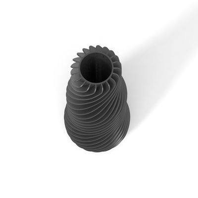 Černá designová váza 3D print SPIRAL 1 zeshora