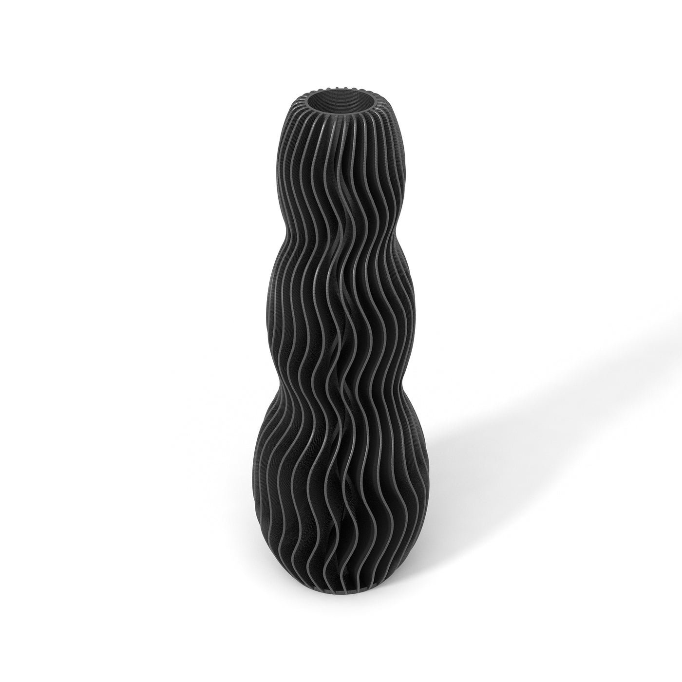 Černá designová váza 3D print WAVE 3