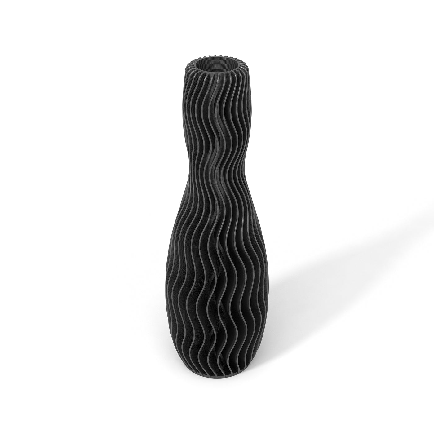 Černá designová váza 3D print WAVE 4