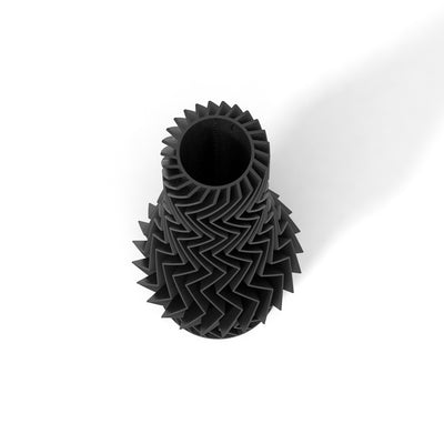 Černá designová váza 3D print ZIG ZAG 3 zeshora