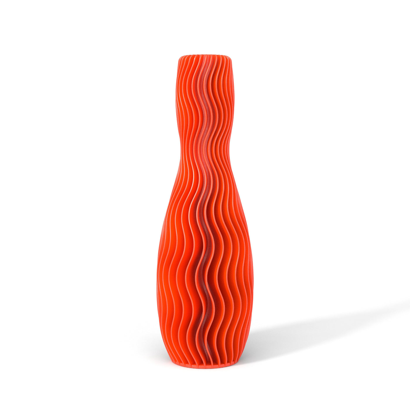 Oranžová designová váza 3D print WAVE 4 zepředu