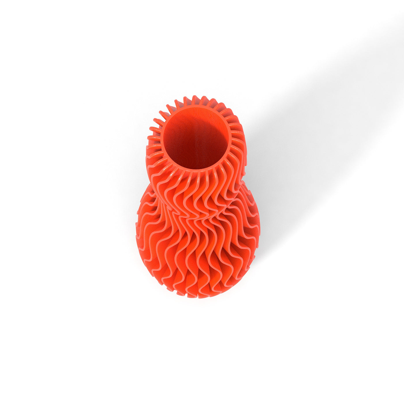 Oranžová designová váza 3D print WAVE 4 zeshora