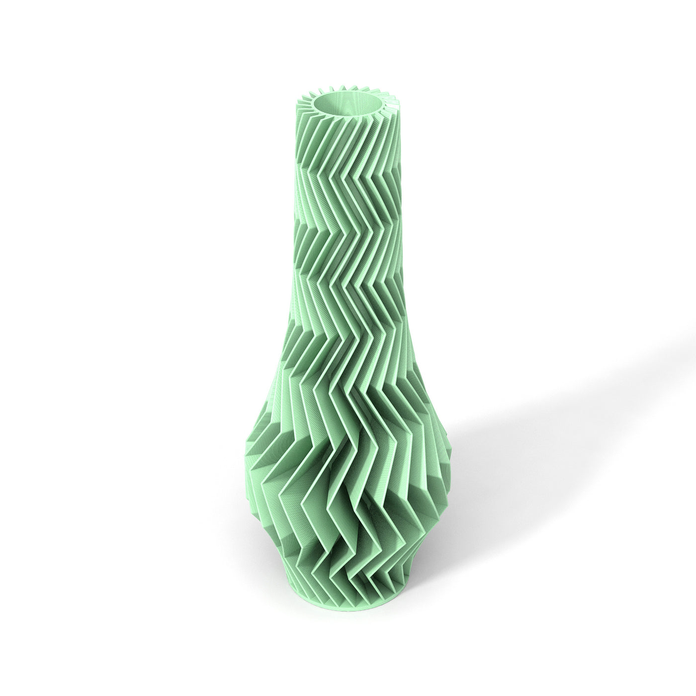 Pastelově zelená designová váza 3D print ZIG ZAG 2