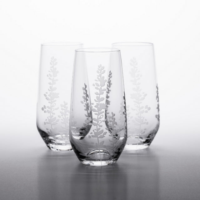 Pískované sklenice na vodu ručně zdobené Ateliér Žampach Mateřídouška