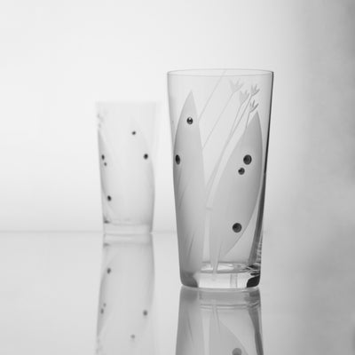 Pískované sklenice na vodu ručně zdobené Ateliér Žampach Medvědí česnek