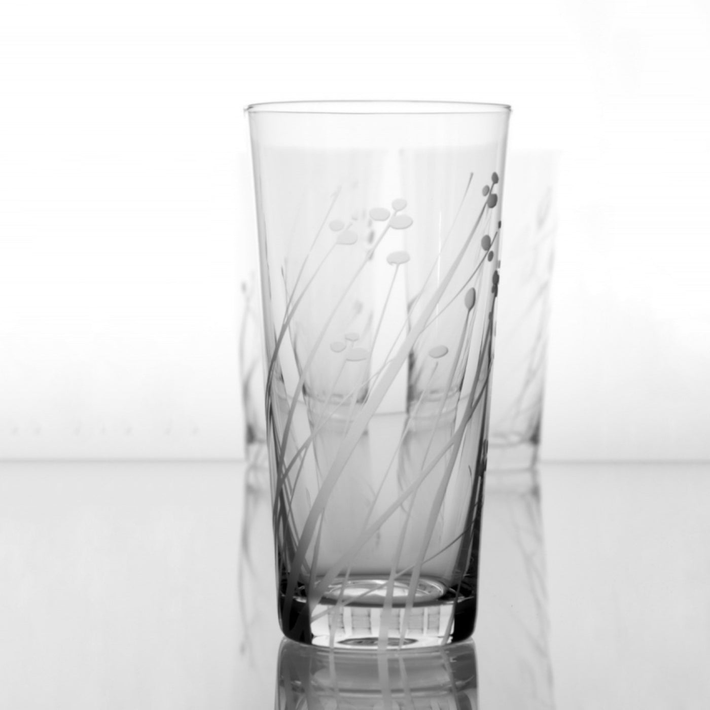 Pískované sklenice na vodu ručně zdobené Atelier Zampach Traviny