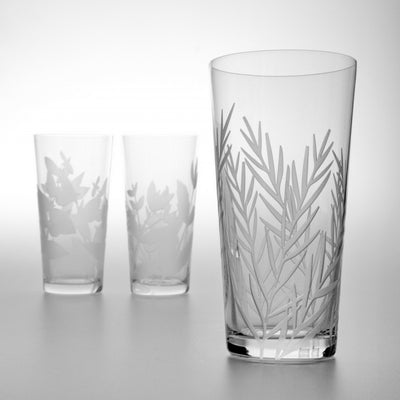 Pískované sklenice na vodu ručně zdobené Bylinky Ateliér Žampach