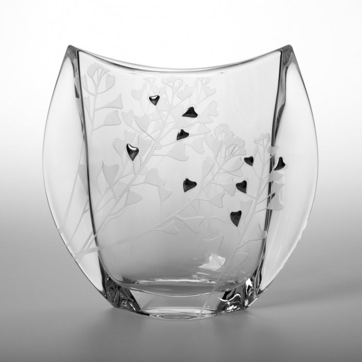 Ručně zdobená skleněná váza na květiny Kokoška Ateliér Žampach
