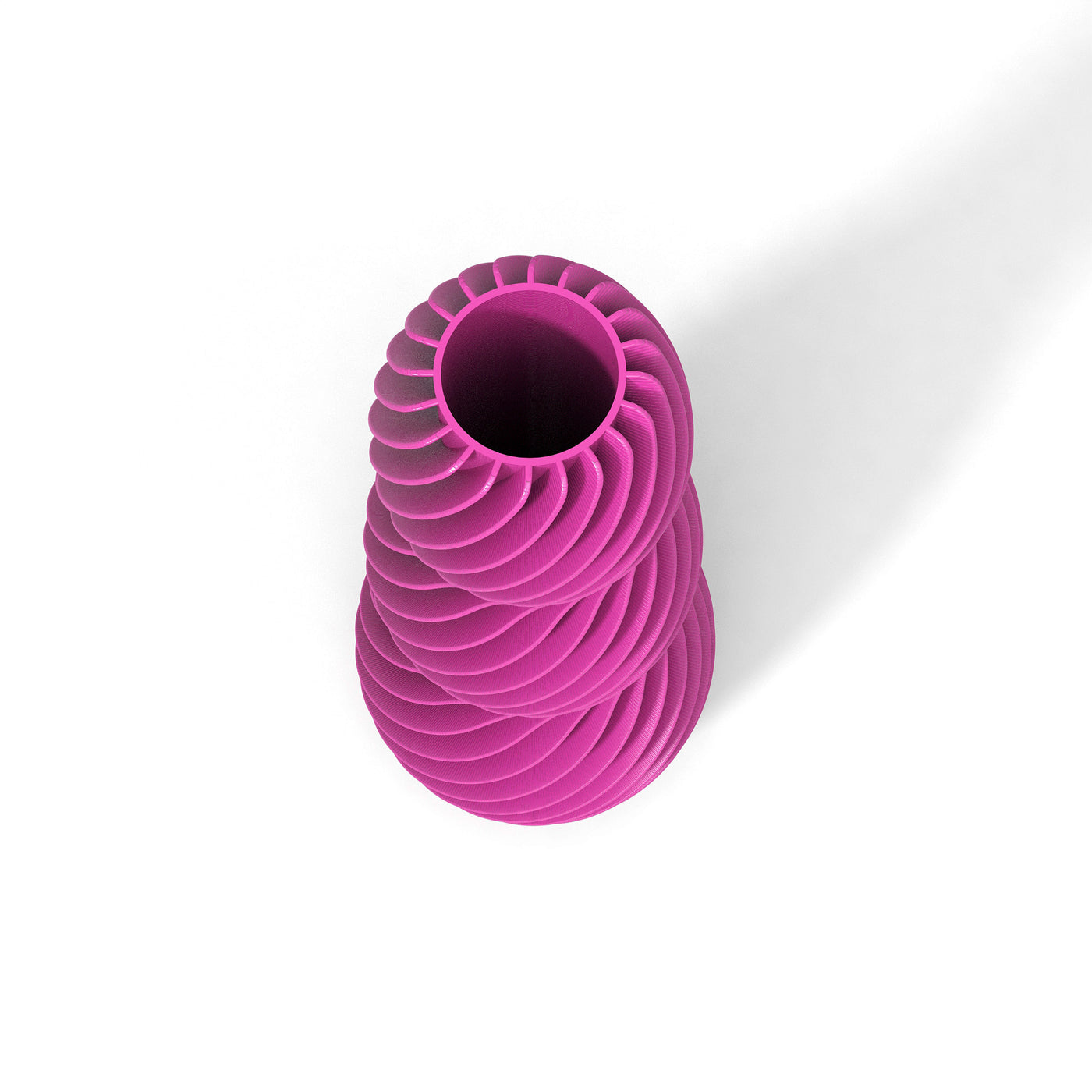 Růžová designová váza 3D print SPIRAL 3 zeshora