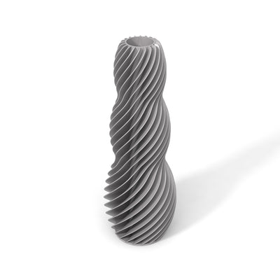 Šedá designová váza 3D print SPIRAL 3