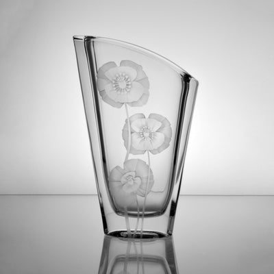 Skleněná váza na květiny Ateliér Žampach Len ručně zdobená