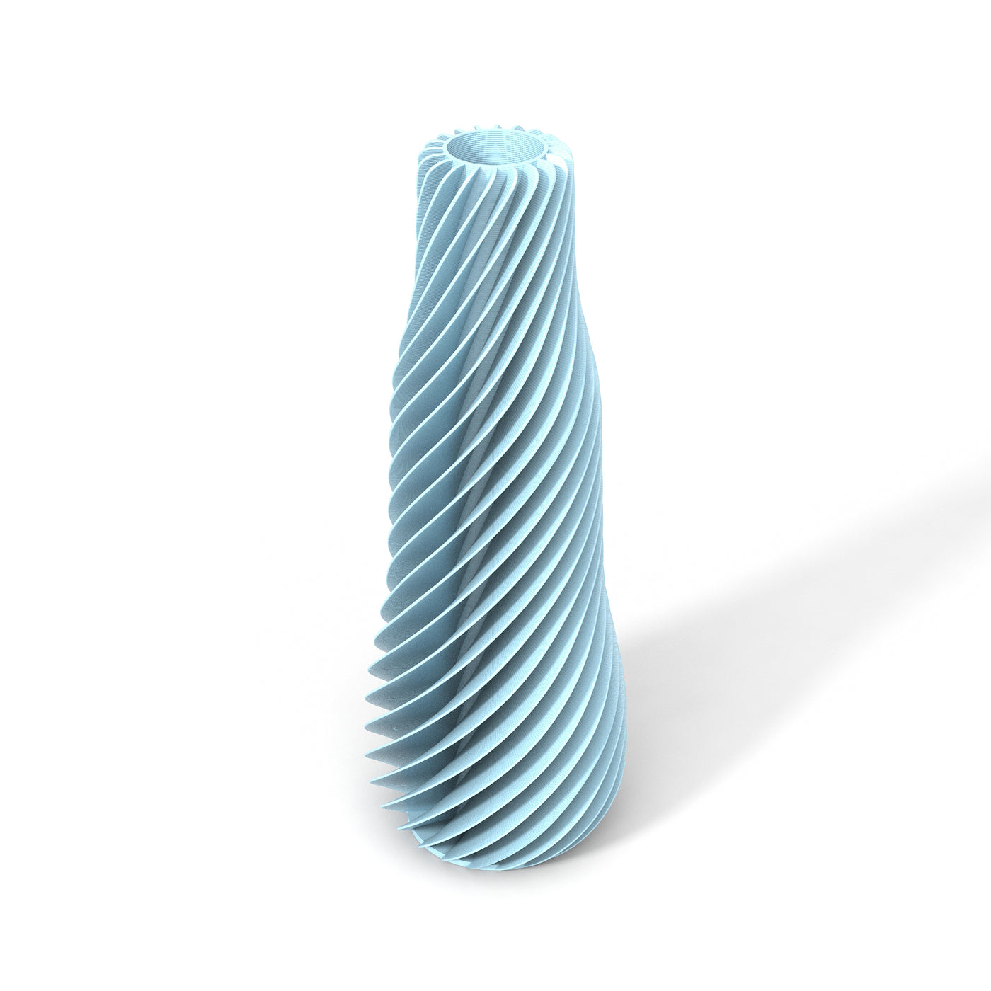 Světle modrá designová váza 3D print SPIRAL 1