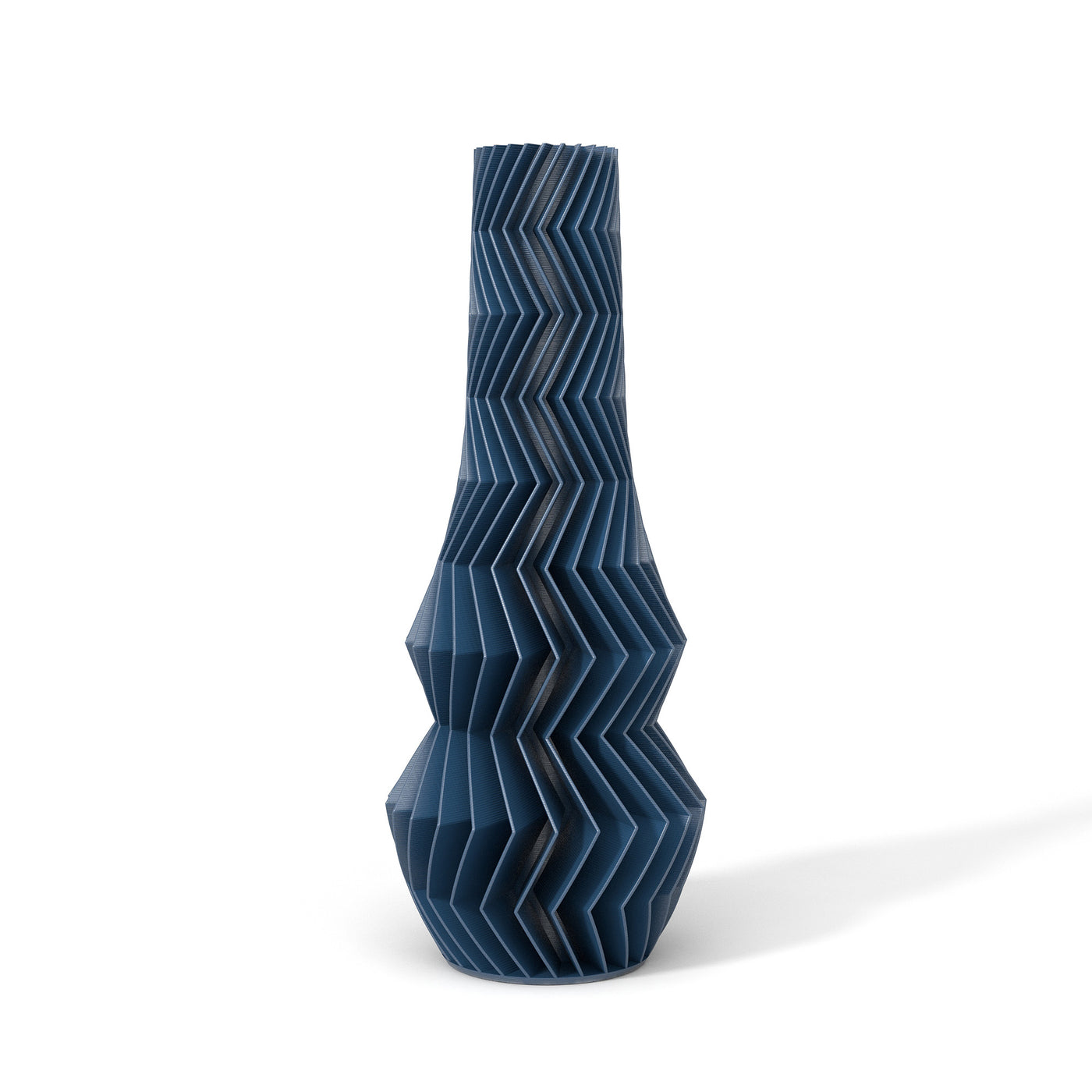 Tmavě modrá designová váza 3D print ZIG ZAG 1 zepředu