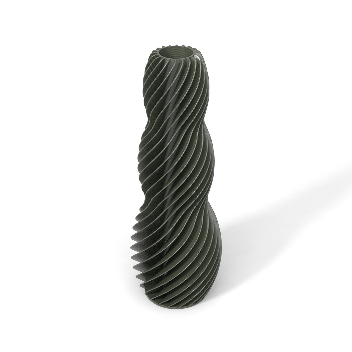 Tmavě zelená designová váza 3D print SPIRAL 3