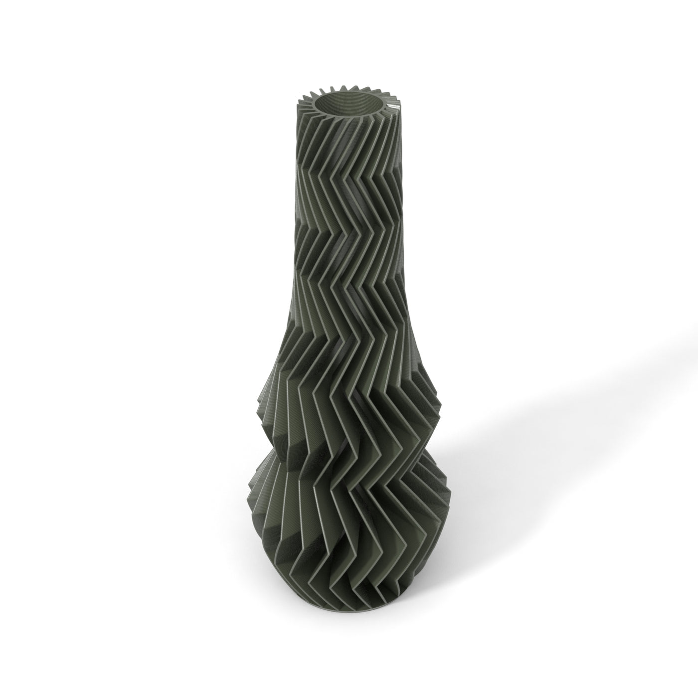Tmavě zelená designová váza 3D print ZIG ZAG 1