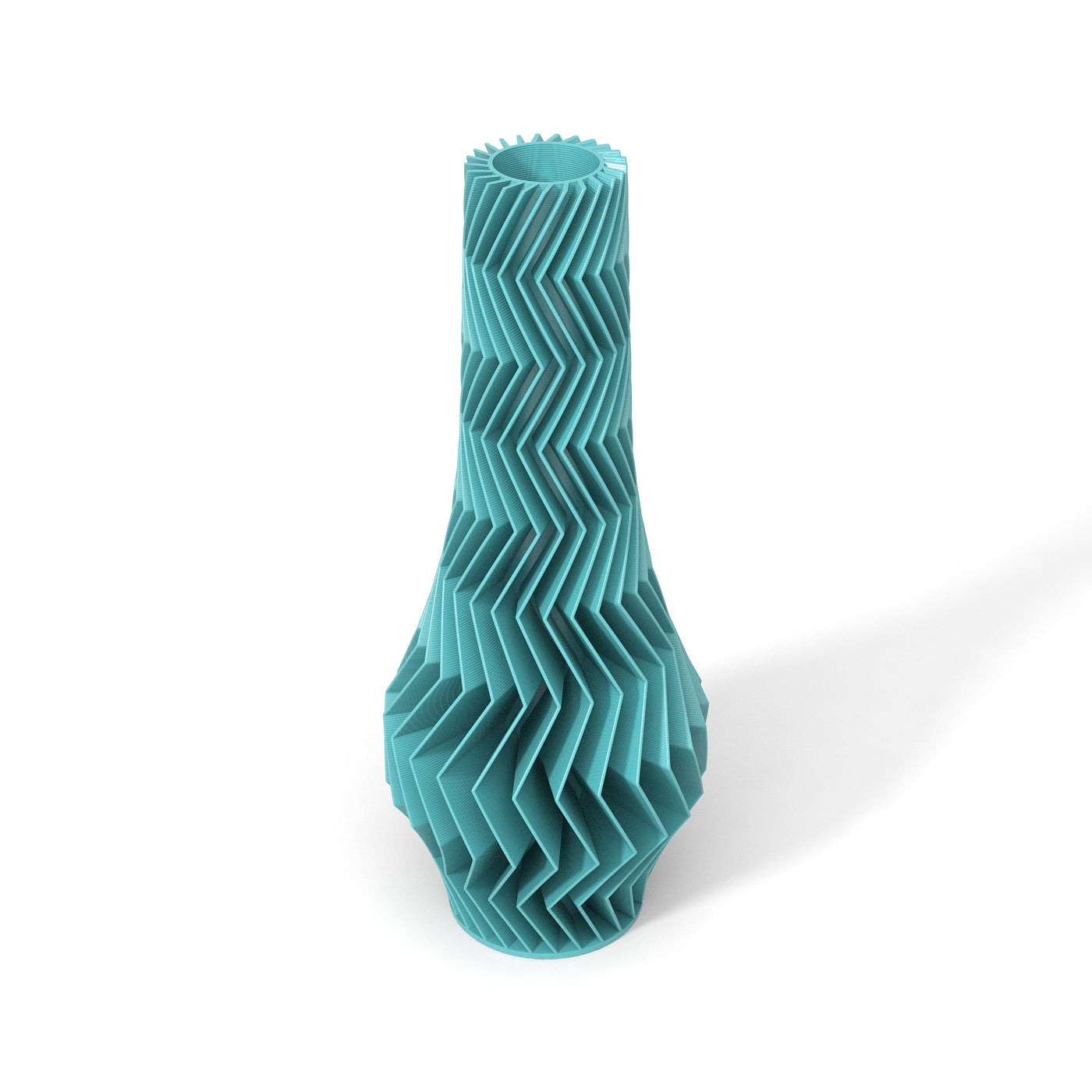 Tyrkysová designová váza 3D print ZIG ZAG 2