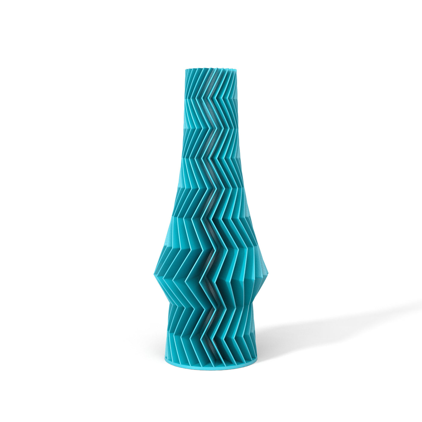 Tyrkysová designová váza 3D print ZIG ZAG 3 zepředu