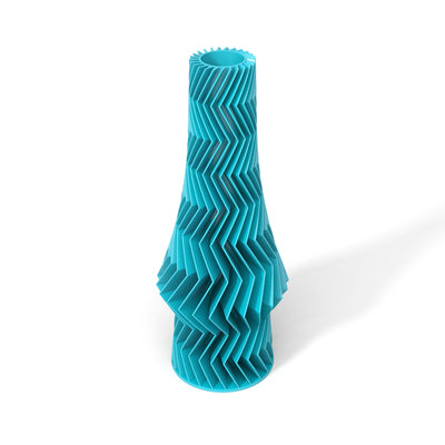 Tyrkysová designová váza 3D print ZIG ZAG 3
