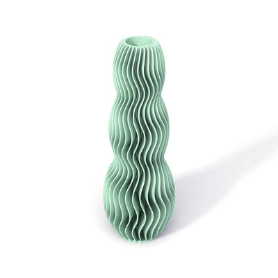 Zelená designová 3D print váza Martin Žampach Wave 3 