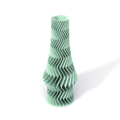 Zelená designová 3D print váza Martin Žampach Zig zag 3