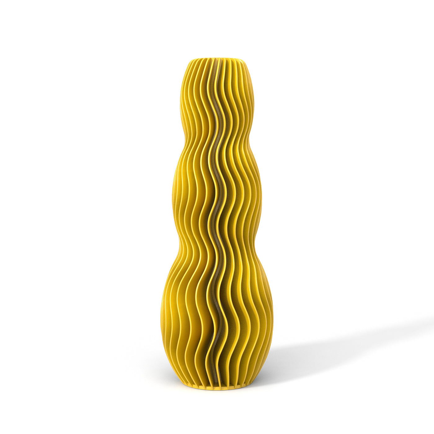 Žlutá designová váza 3D print WAVE 3 zepředu